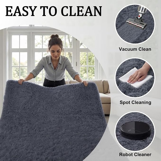 Area Rugs 9x12 Living Room Bedroom: Soft Fluffy Shag Rugs Upgrade Non-Slip High - Image 5