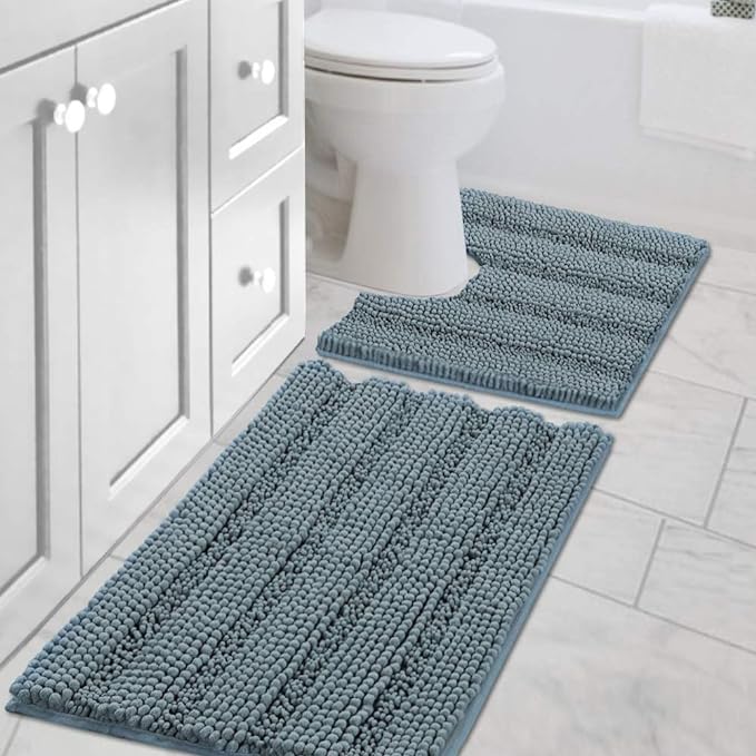 H.VERSAILTEX Bathroom Rugs Bath Rug Set 2 Piece Bathroom Contour Rug Toilet Mat by HVERSAILTEX