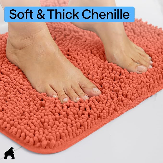 GORILLA GRIP Bath Rug Mat 44x26, Thick Soft Absorbent Chenille, Quick Dry - Image 4