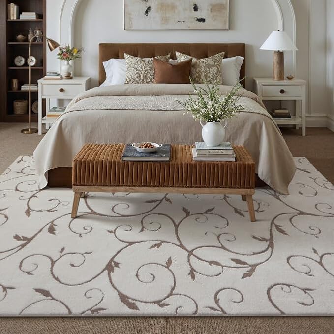 PureCozy Washable Neutral Area Rug 8x10 Beige Soft Shag Rugs - Image 4