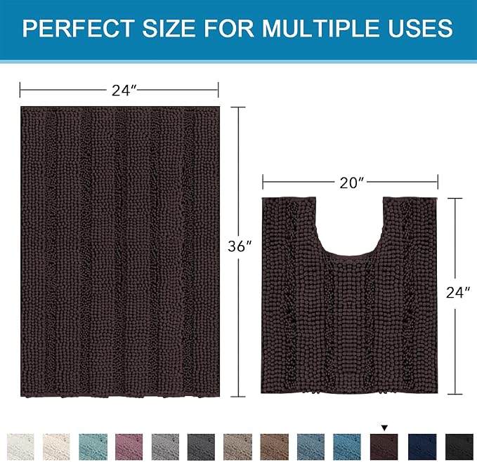 H.VERSAILTEX Bathroom Rugs Bath Rug Set 2 Piece Bathroom Contour Rug Toilet Mat - Image 2