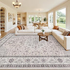 10x12 Area Rug for Living Room: Vintage Boho Neutral Washable Rug Indoor Soft by Luxturiy