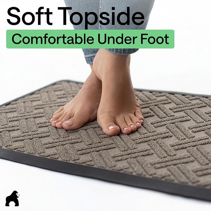 GORILLA GRIP 100% Waterproof All-Season WeatherMAX Doormat, US Designed Natural - Image 9