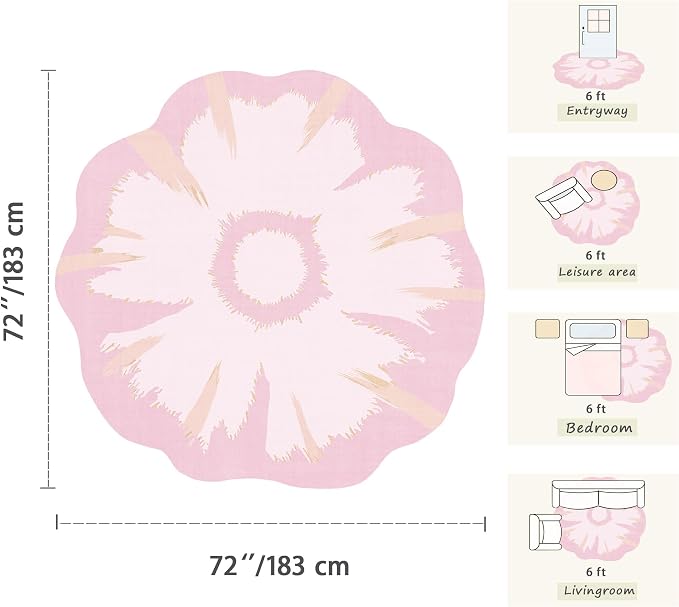 Latte&Fog Pink 6ft Round Area Rug - Image 2