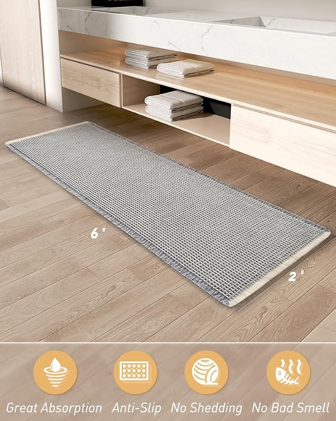 AMOAMI Upgraded Waffle Runner Rug Super Absorbent Non Slip Bath Mats - Image 7