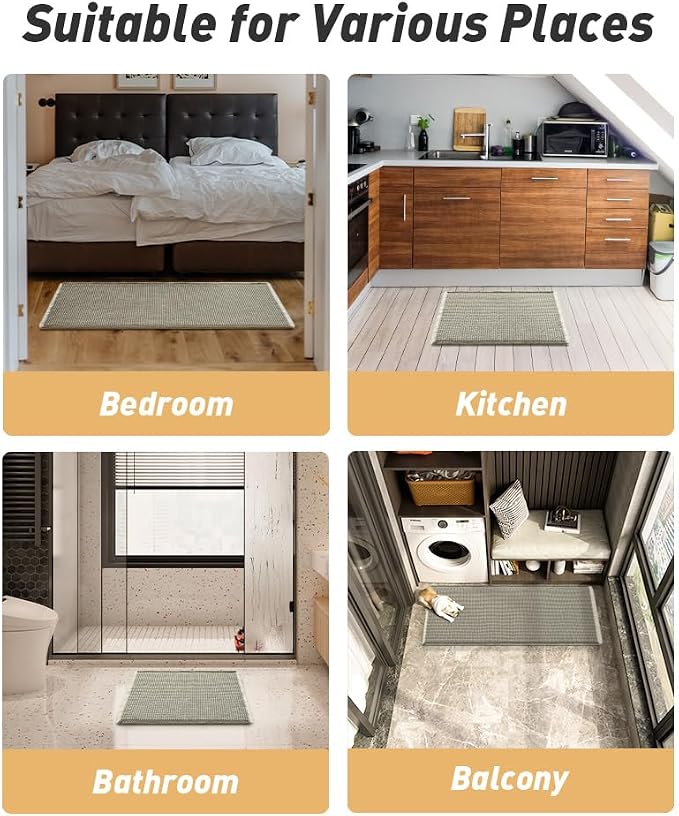AMOAMI Upgraded Waffle Runner Rug Super Absorbent Non Slip Bath Mats - Image 6