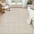 5x7 Area Rugs for Living Room: Vintage Boho Neutral Washable Rug Indoor Soft by Luxturiy