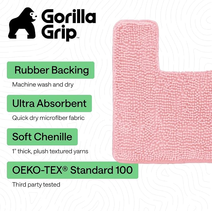 GORILLA GRIP Plush Absorbent Shaggy Chenille Bath Rug Mat - Image 3