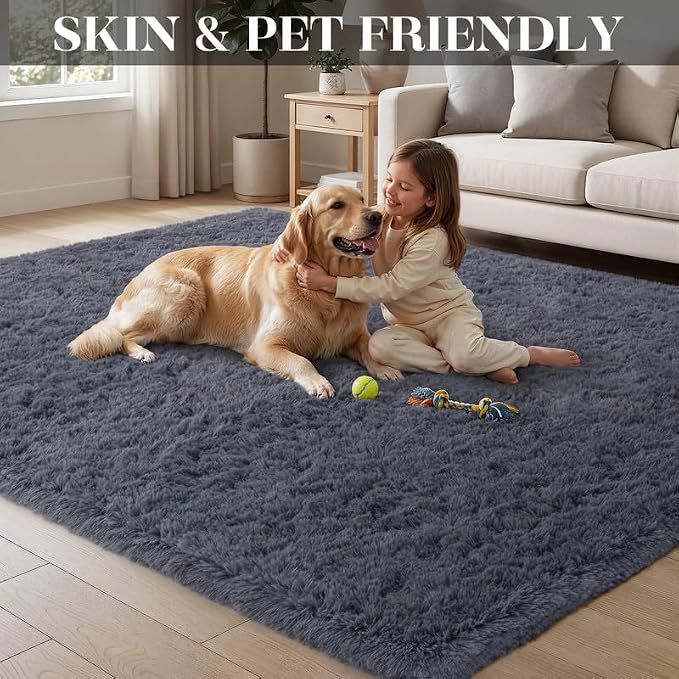 Area Rugs 9x12 Living Room Bedroom: Soft Fluffy Shag Rugs Upgrade Non-Slip High - Image 6