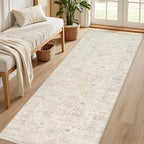 2'6''x8' Hallway Washable Runner Rug: Vintage Boho Neutral Kitchen Rug Soft - Image 2
