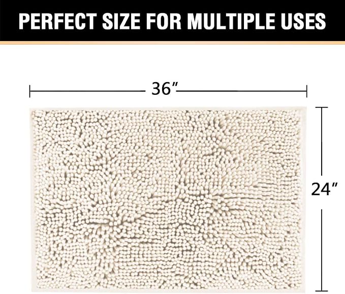 H.VERSAILTEX Microfiber Bath Rugs Chenille Floor Mat Ultra Soft Washable - Image 2