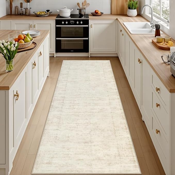 2'6''x8' Hallway Washable Runner Rug: Vintage Boho Neutral Kitchen Rug Soft by Luxturiy