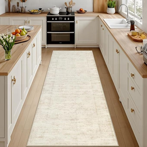 2'6''x8' Hallway Washable Runner Rug: Vintage Boho Neutral Kitchen Rug Soft by Luxturiy