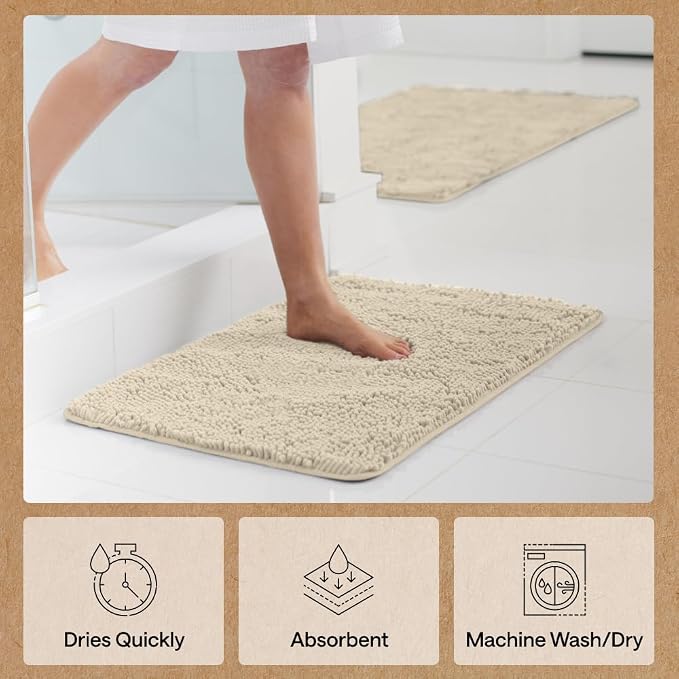 GORILLA GRIP Bath Rug Mat 60x24, Thick Soft Absorbent Chenille, Quick Dry - Image 7