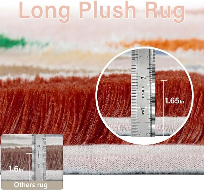 PureCozy 6x9 Checkered Rug for Living Room Rainbow Modern Soft Area Rug Fluffy - Image 7
