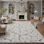 PureCozy Washable Neutral Area Rug 8x10 Beige Soft Shag Rugs by PureCozy