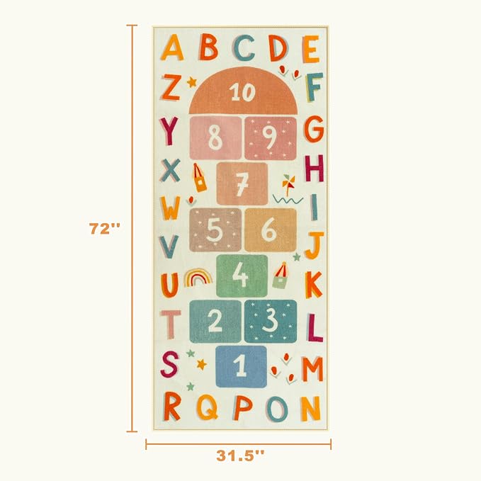STARUIA Washable Hopscotch Rug for Indoor Playroom, Colorful Educational Kids - Image 3