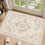 Machine Washable Area Rugs 2x3: Vintage Boho Neutral Washable Rug Indoor Soft by Luxturiy