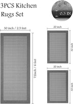 PADOOR Non Slip Kitchen Rugs Sets of 3 - Image 2