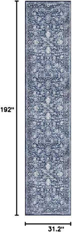 KILOCOCO Runner for Hallway 2.6x16 Runner Rug Printed Vintage Floral Washable - Image 2