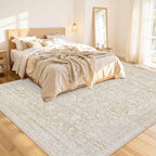 Area Rugs 9x12 Living Room: Vintage Boho Neutral Washable Rug Indoor Soft Large - Image 2