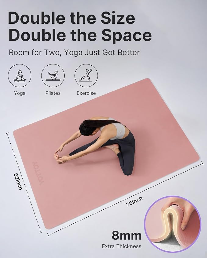 YOTTOY Large Yoga Mat, Extra Wide TPE Exercise Mat, Non-Slip Workout Mat - Image 2