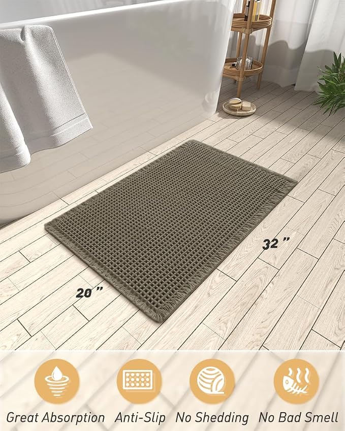 AMOAMI Upgraded Waffle Bath Mat, Super Absorbent Non Slip Bath Mats - Image 2