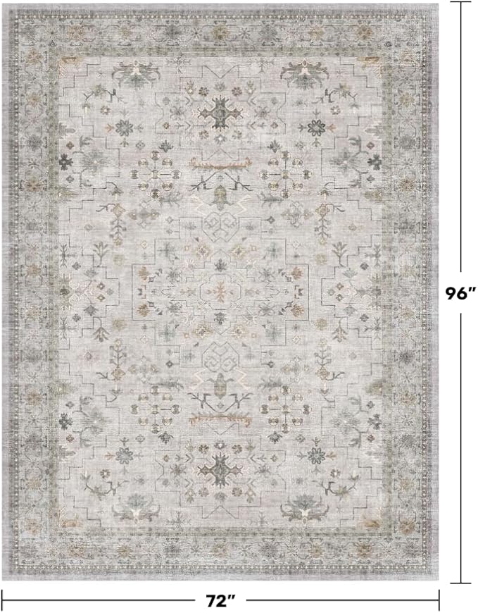 Hazo Haus Boho Light Grey Living Room Rug 6x8 - Image 2