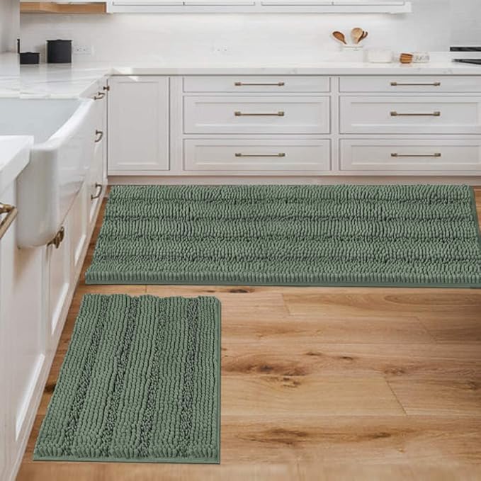 H.VERSAILTEX 2 Piece Bathroom Rugs Bath Mats Sets Super Absorbent Chenille by HVERSAILTEX