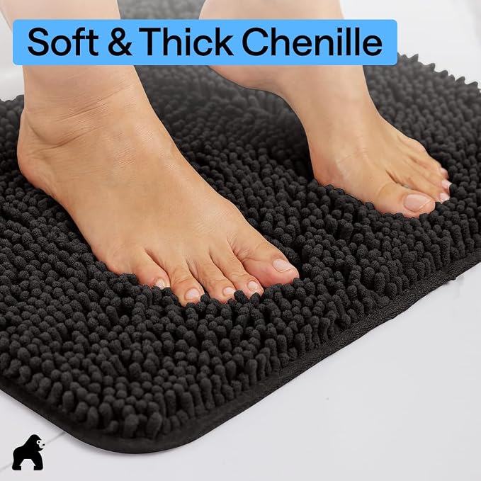 GORILLA GRIP Bath Rug Mat 44x26, Thick Soft Absorbent Chenille, Quick Dry - Image 4