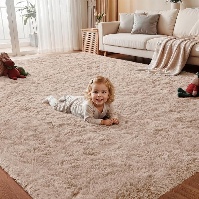 Area Rug for Living Room Bedroom: 6x9 Soft Fluffy Shag Rugs Upgrade Non-Slip by EXPEDIX