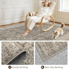 5x7 Area Rugs for Living Room: Vintage Boho Neutral Washable Rug Indoor Soft - Image 4