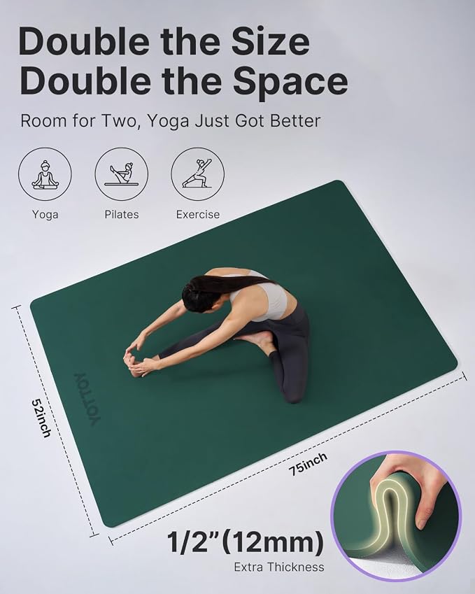 YOTTOY Large Yoga Mat, Extra Wide TPE Exercise Mat, Non-Slip Workout Mat - Image 2