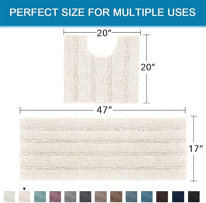 H.VERSAILTEX Bathroom Rugs Bath Rug Set 2 Piece Bathroom Contour Rug Toilet Mat - Image 2