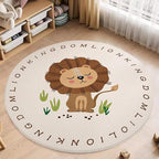 Poowe Lion Soft Plush Round Rug by Poowe