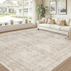 10x12 Area Rug for Living Room: Vintage Boho Neutral Washable Rug Indoor Soft - Image 9