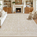 8x10 Area Rugs for Living Room: Vintage Boho Neutral Washable Rug Indoor Soft by Luxturiy
