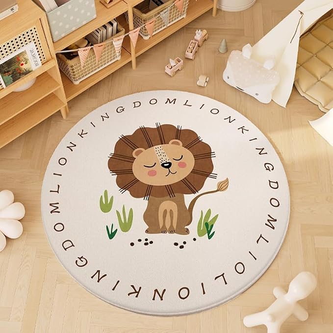 Poowe Lion Soft Plush Round Rug - Image 3