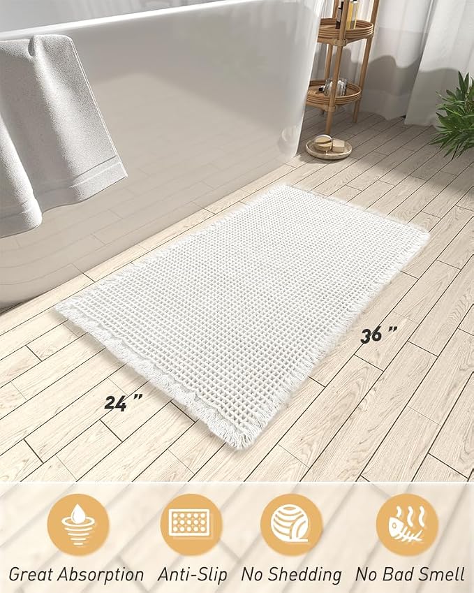 AMOAMI Upgraded Waffle Bath Mat, Super Absorbent Non Slip Bath Mats - Image 2