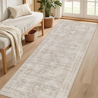 2'6''x8' Hallway Washable Runner Rug: Vintage Boho Neutral Kitchen Rug Soft - Image 2