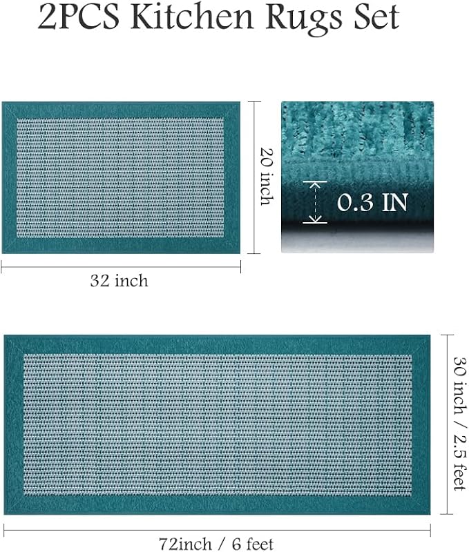 PADOOR Non Slip Kitchen Rugs Sets of 2 - Image 2