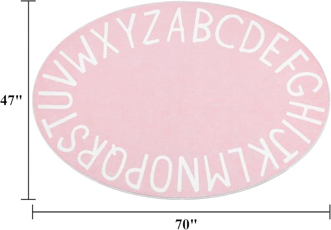 Topotdor Oval Kids Play Rug Alphabet Nursery Area Rug Extra Large Soft Crawling - Image 2