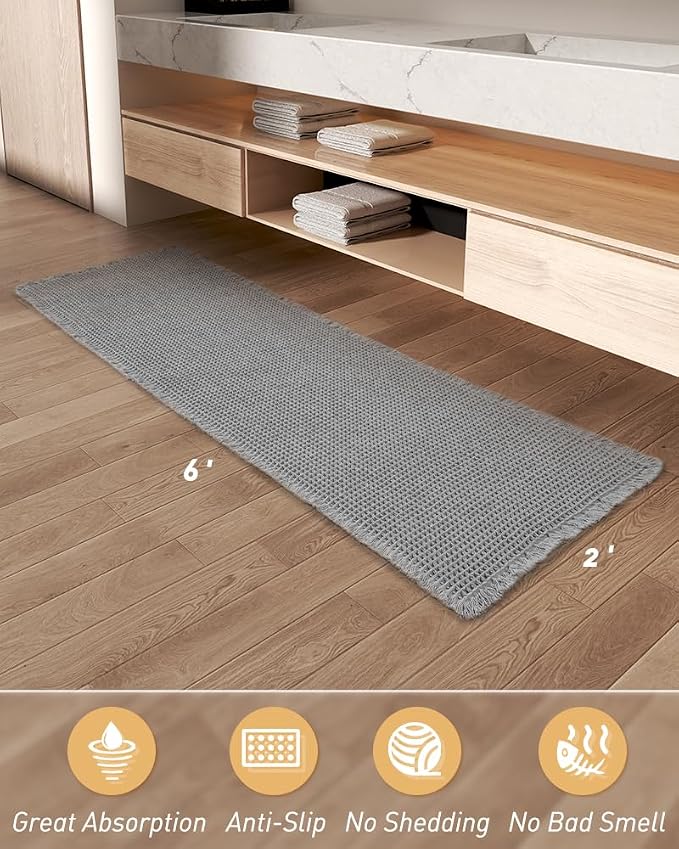 Upgraded Waffle Runner Rug Super Absorbent Non Slip Bath Mats - Image 6