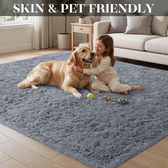 Area Rug for Living Room Bedroom: 6x9 Soft Fluffy Shag Rugs Upgrade Non-Slip - Image 3