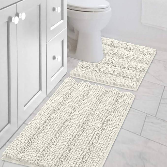 H.VERSAILTEX Bathroom Rugs Bath Rug Set 2 Piece Bathroom Contour Rug Toilet Mat by HVERSAILTEX