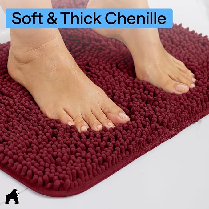 GORILLA GRIP Plush Absorbent Shaggy Chenille Bath Rug Mat - Image 5