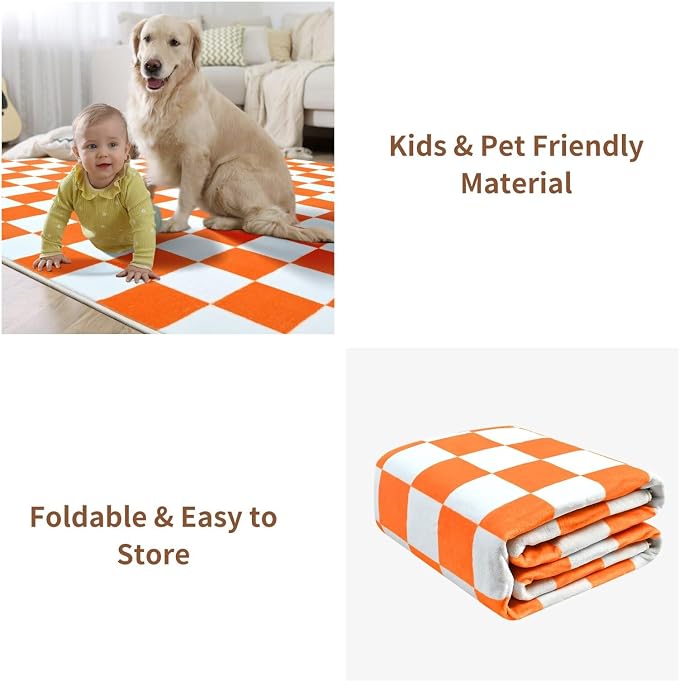 Terrug Orange and White Checkered Rug - Image 7
