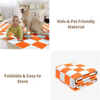 Terrug Orange and White Checkered Rug - Image 7