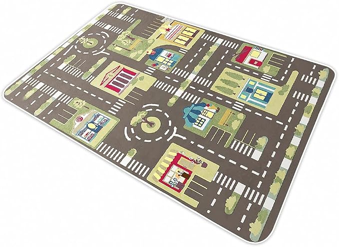 Kid Rug Carpet Playmat for Toy Cars and Train，Play Area Rug by IKITOT