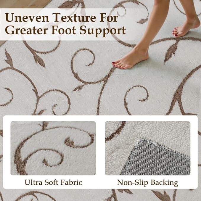PureCozy Washable Neutral Area Rug 8x10 Beige Soft Shag Rugs - Image 6